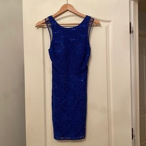 Prom/formal navy sequins mini dress! Size S.